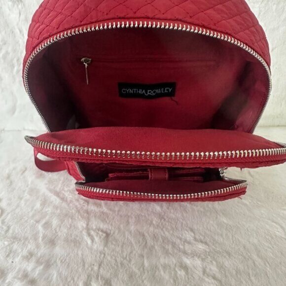 New Cynthia Rowley Quilted Mini Red Backpack with matching wallet - Picture 5 of 10